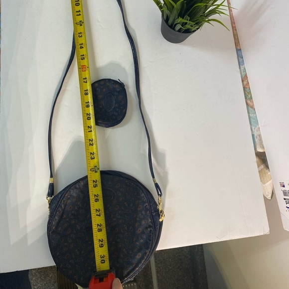 David Evans Silk Circle Crossbody Purse with Mini Bag, Navy Blue with Flowers - Picture 6 of 9